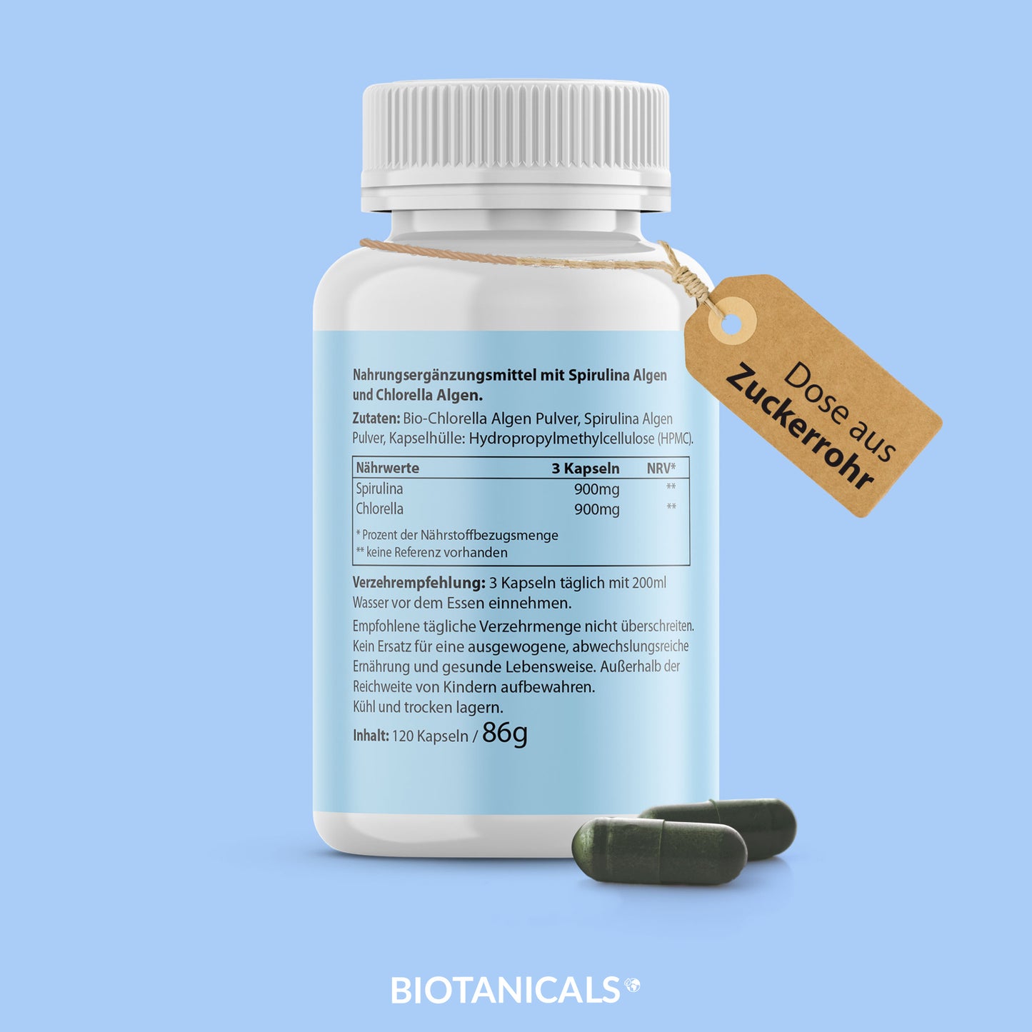 Spirulina & Chlorella Kapseln (Vegan/aus natürliche Quellen) kaufen